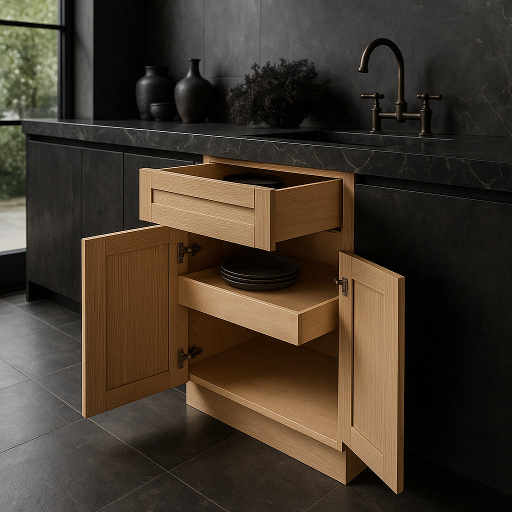 Home Decorators Collection Washington Oak Kitchen Cabinet with Soft-Close Doors