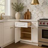 Home Decorators Collection Grayson 15 in. W x 24 in. D x 34.5 in. H Assembled Plywood Base Kitchen Cabinet in Pacific White with Cutlery LH