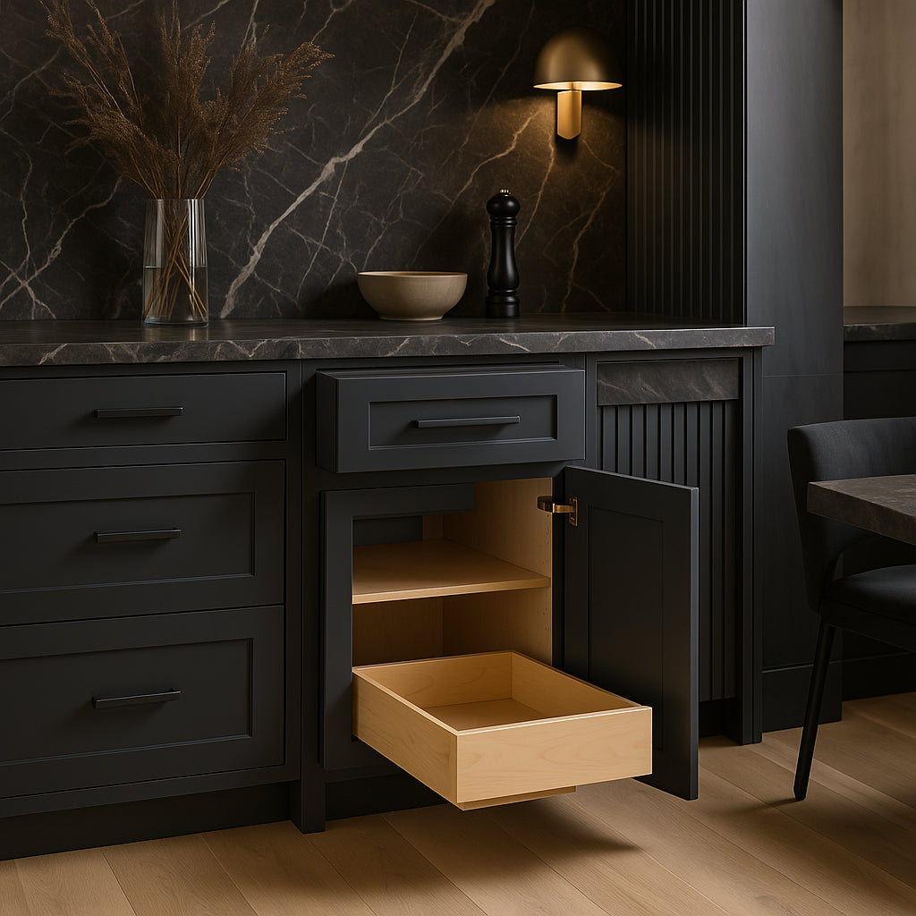 Home Decorators Collection Grayson 15 in. W x 24 in. D x 34.5 in. H Assembled Plywood Base Kitchen Cabinet in Deep Onyx