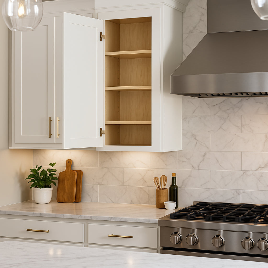 Home Decorators Collection Grayson 18 in. W x 12 in. D x 42 in. H Assembled Plywood Wall Kitchen Cabinet in Pacific White with Soft Close