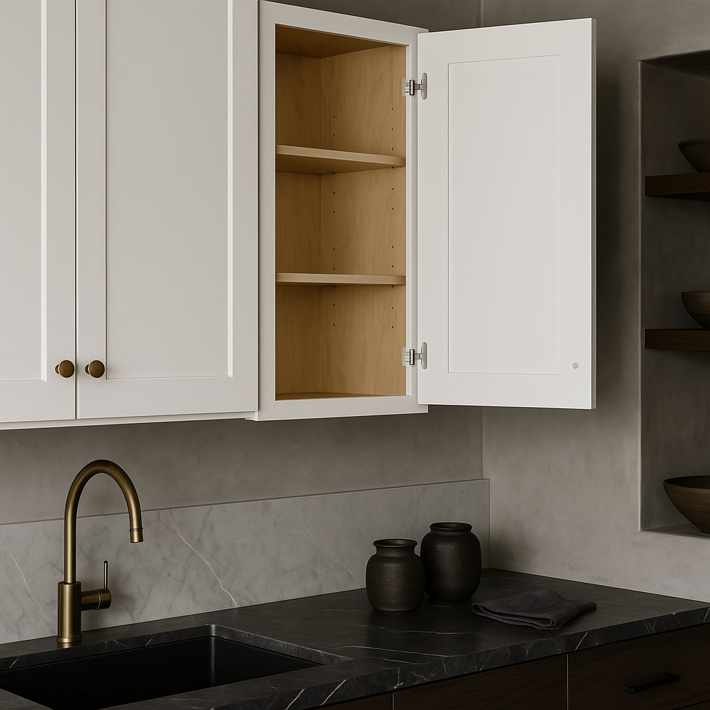 Home Decorators Collection Grayson 15 in. W x 12 in. D x 30 in. H Assembled Plywood Wall Kitchen Cabinet in Pacific White with Soft Close