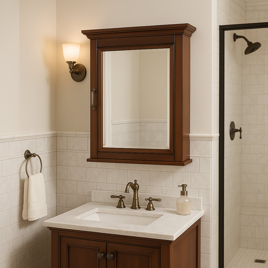 Home Decorators Collection Ashburn 23 in. W x 28 in. H Rectangular Medicine Cabinet with Mirror