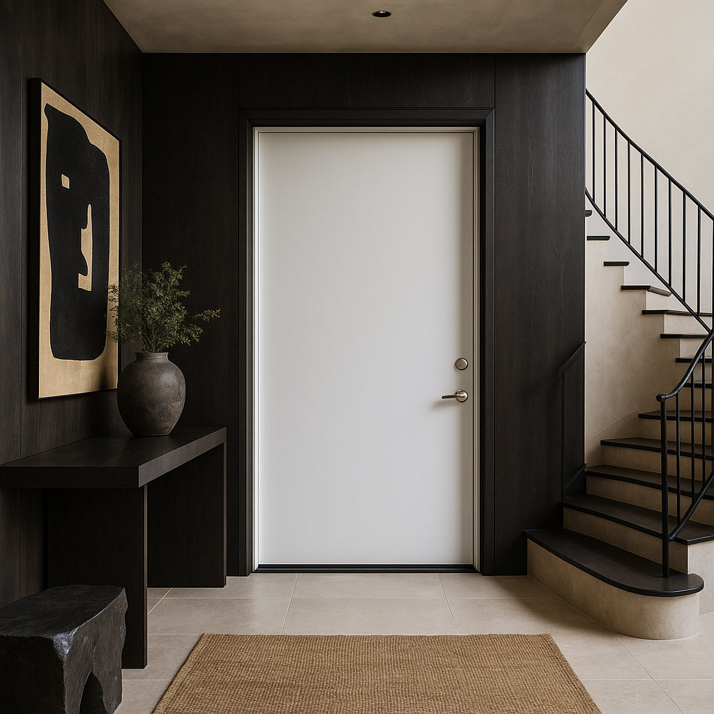 Masonite 36 in. x 80 in. Premium Flush Left Hand Inswing Primed Steel Prehung Exterior Door No Brickmold
