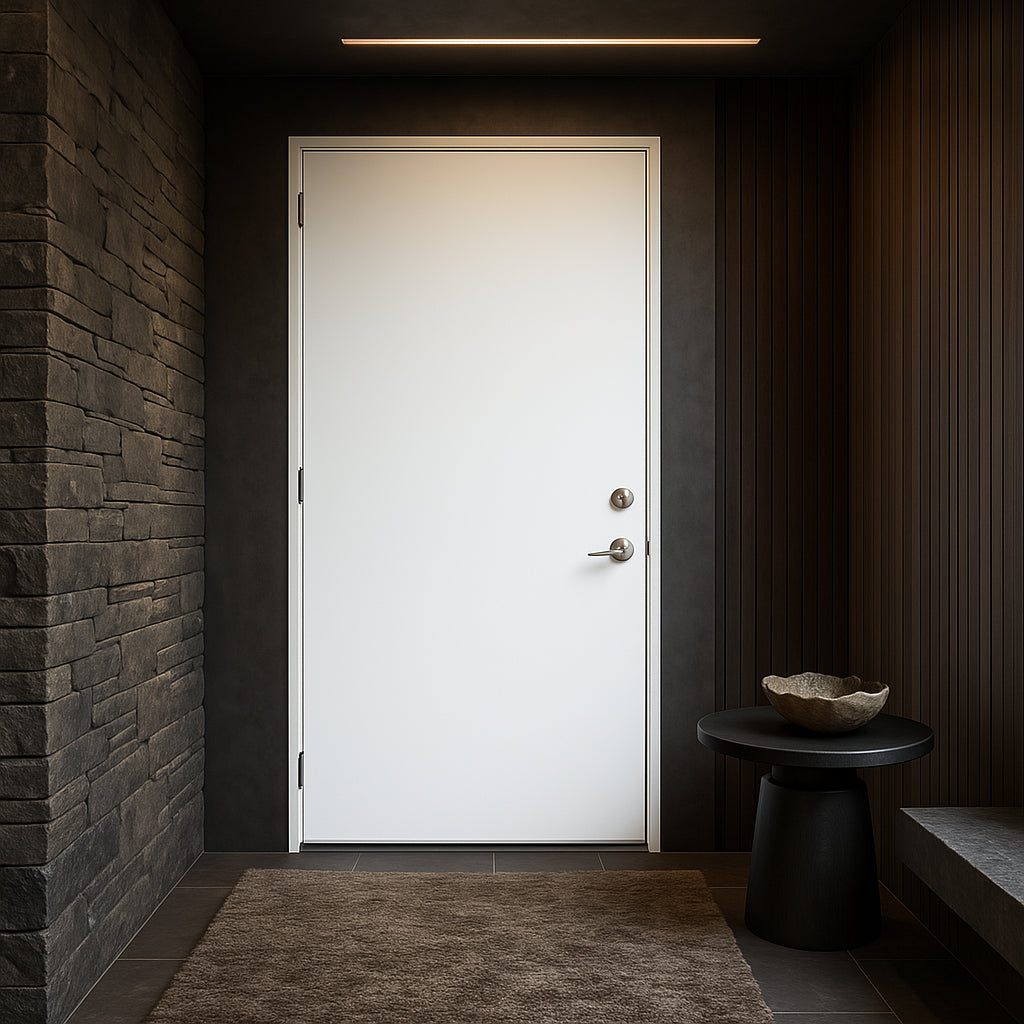 Masonite 32 in. x 80 in. Premium Right-Hand Outswing Flush Primed Steel Prehung Exterior Door, No Brickmold