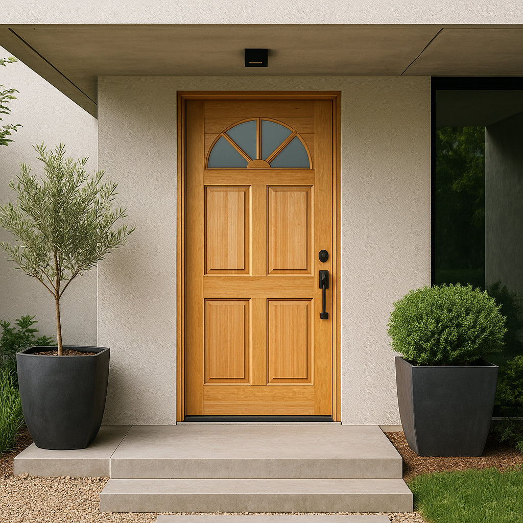 Masonite 36 in. x 80 in. Fan Lite Unfinished Fir Front Exterior Door Slab