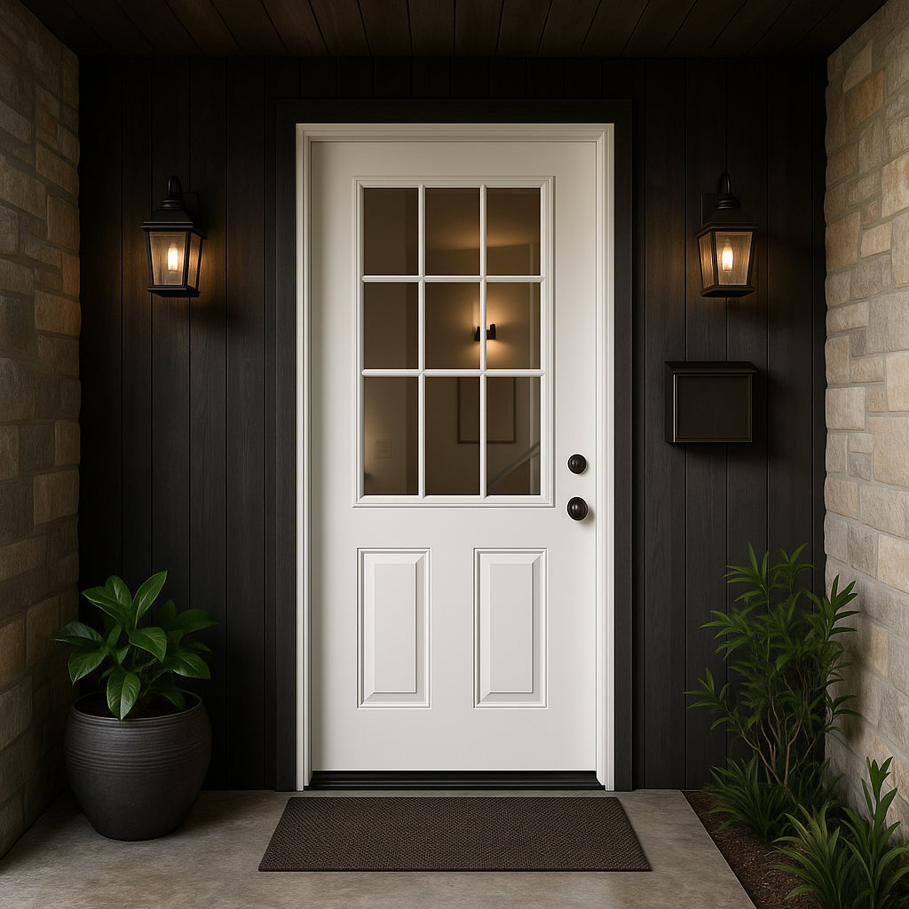 Masonite 32 x 80 in. Right-Hand Inswing 9 Lite Primed Fiberglass Prehung Front Door with No Brickmold