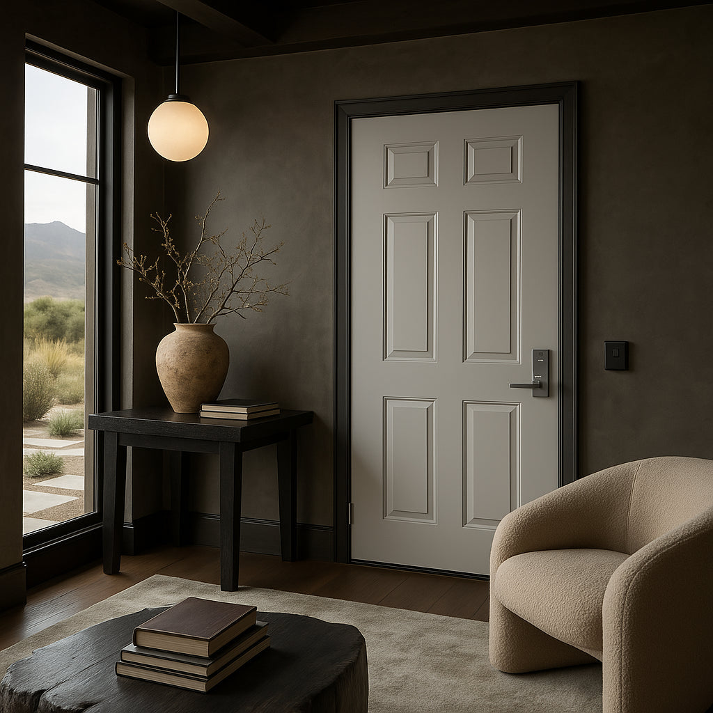 Masonite Utility 6-Panel Primed Steel Prehung Front Door, No Brickmold, Right-Hand Inswing, 32 in. x 80 in.