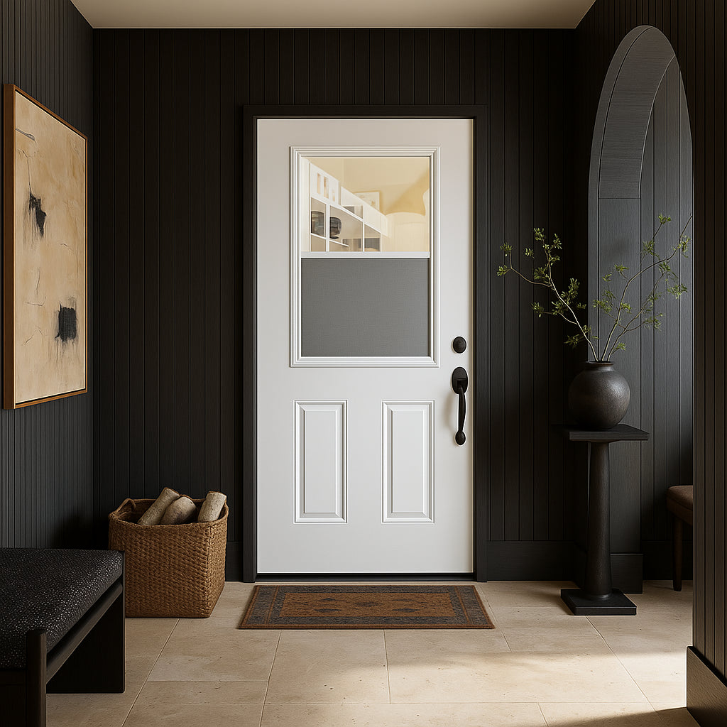 Masonite 32 x 80 in. Vent Lite Right-Hand Inswing Primed Smooth Fiberglass Prehung Front Exterior Door No Brickmold