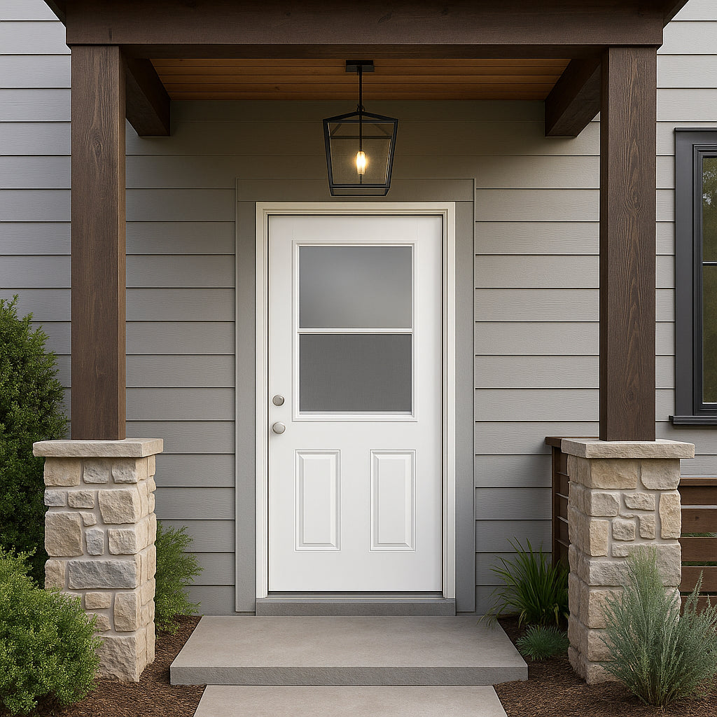 Masonite 32 x 80 in. Vent Lite Right-Hand Inswing Primed Smooth Fiberglass Prehung Front Exterior Door No Brickmold