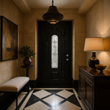 Masonite Providence Center Arch Jet Black Steel Prehung Front Door with Brickmold, Left-Hand Inswing, 36 in. x 80 in.