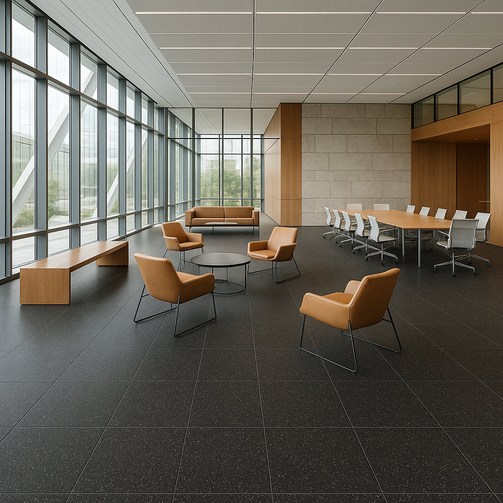 Armstrong Flooring Safety Zone VCT Slate Black 12-in x 12-in Commercial Vinyl Tile Flooring