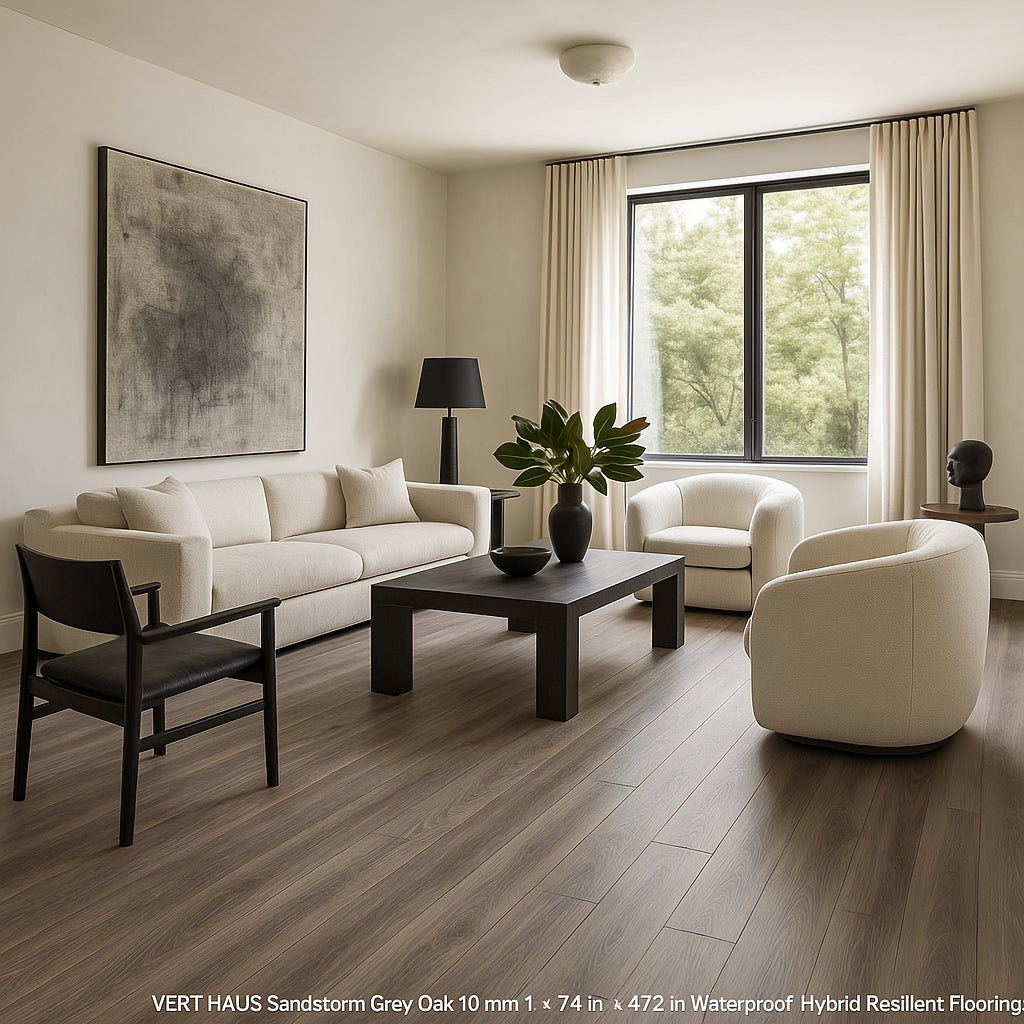 VERT HAUS Sandstorm Grey Oak Waterproof Hybrid Resilient Flooring - 27 sq. ft./Case