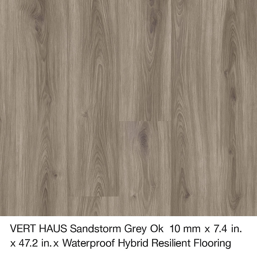 VERT HAUS Sandstorm Grey Oak Waterproof Hybrid Resilient Flooring - 27 sq. ft./Case