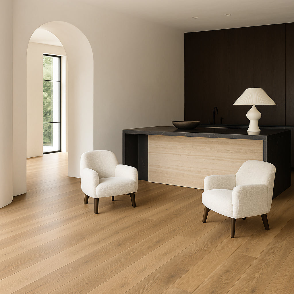 Superoak Natural Hickory Clay Hybrid Resilient Flooring - Waterproof, Durable, 25.4 sq. ft/case