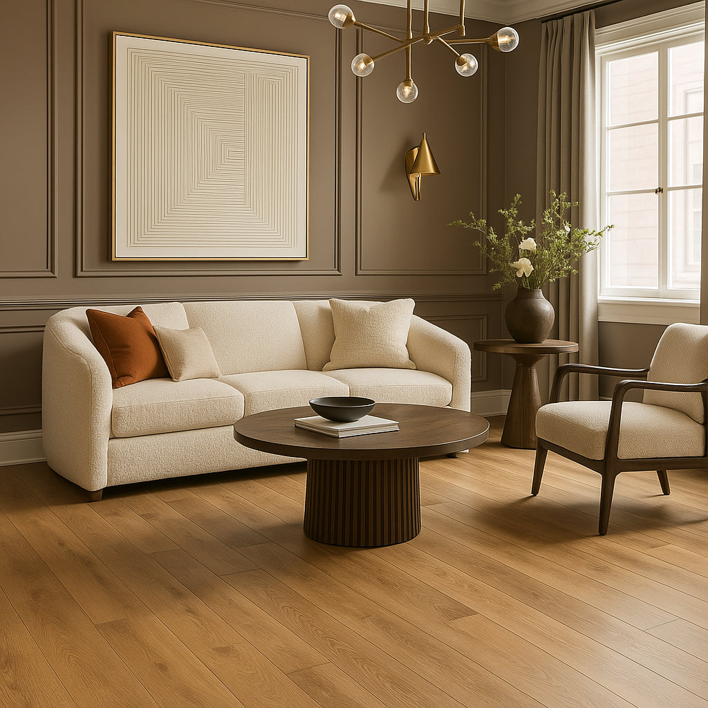 Superoak Natural Hickory Clay Hybrid Resilient Flooring - Waterproof, Durable, 25.4 sq. ft/case