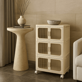 Adrinfly 3-Tier Folding Storage Cabinet with Wheels and Magnetic Door