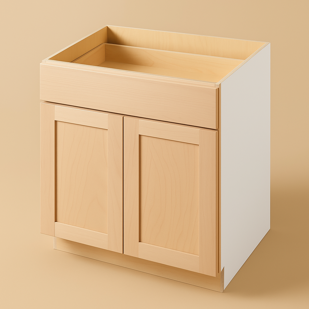 Hampton Bay 30 in. W x 24 in. D x 34.5 in. H Ready-to-Assemble Sink Base Kitchen Cabinet, Unfinished with CLICKREADY Technology