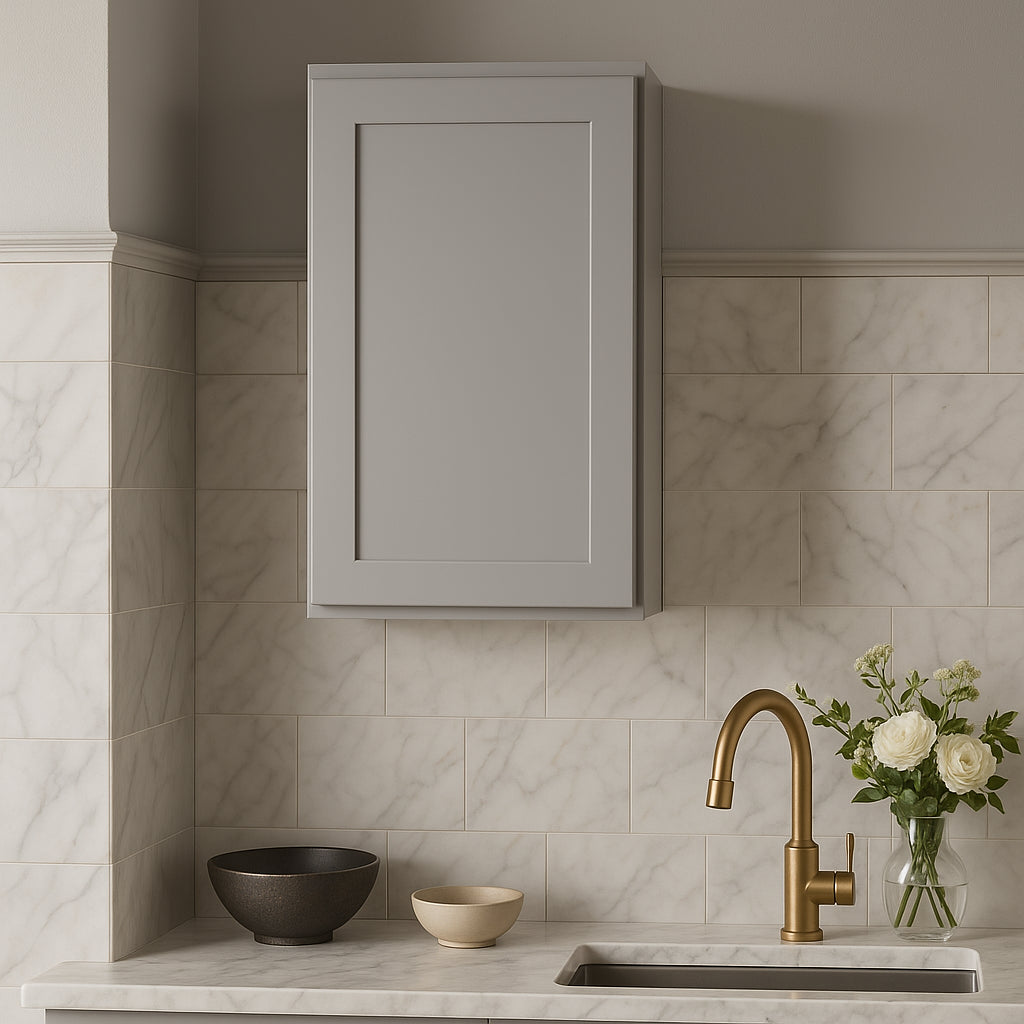 Hampton Bay Avondale 18 in. W x 12 in. D x 30 in. H Ready to Assemble Plywood Shaker Wall Kitchen Cabinet in Dove Gray