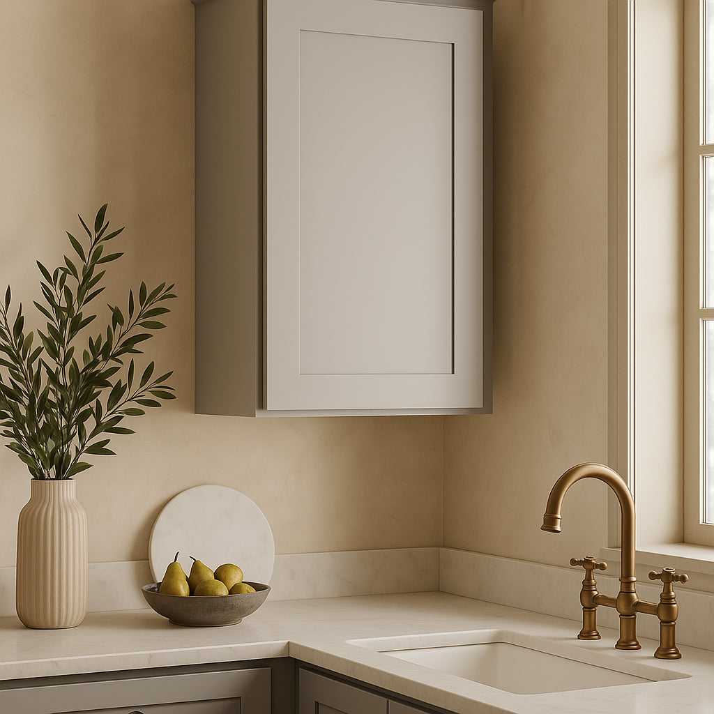 Hampton Bay Avondale 18 in. W x 12 in. D x 30 in. H Ready to Assemble Plywood Shaker Wall Kitchen Cabinet in Dove Gray