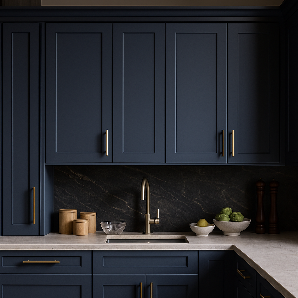 Hampton Bay Avondale Shaker Wall Kitchen Cabinet, Ink Blue, 9 in. W x 12 in. D x 30 in. H