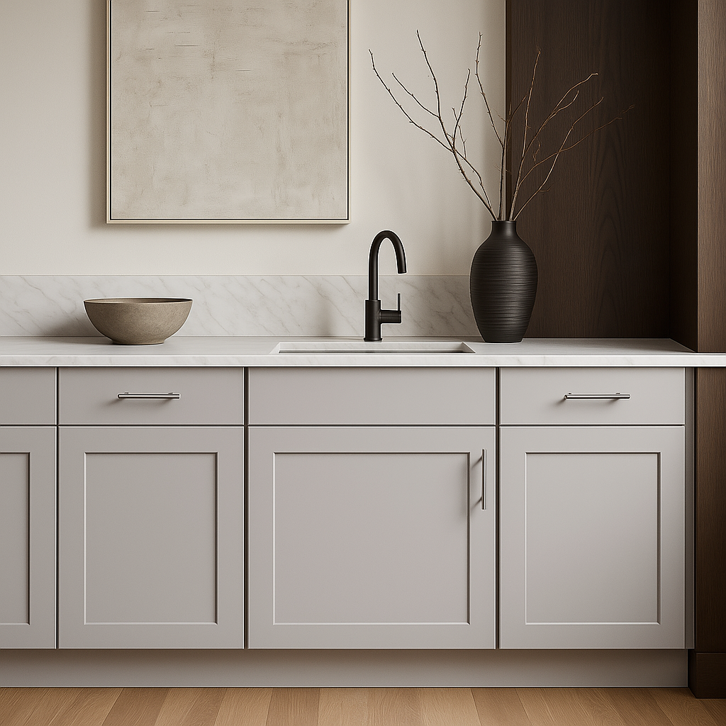 Hampton Bay Avondale 15 in. W x 24 in. D x 34.5 in. H Ready to Assemble Plywood Shaker Base Kitchen Cabinet in Dove Gray