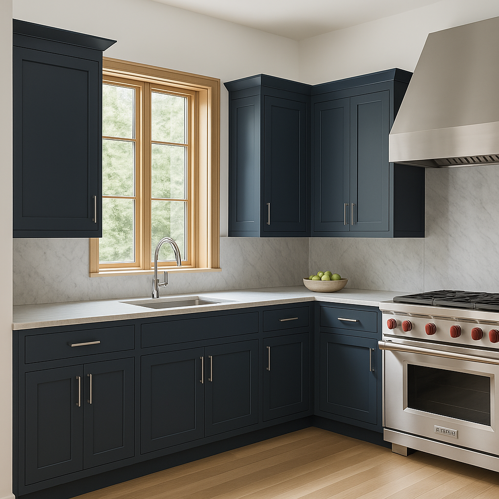 Hampton Bay Avondale Shaker Wall Kitchen Cabinet, 24 in. W x 12 in. D x 36 in. H, Ink Blue