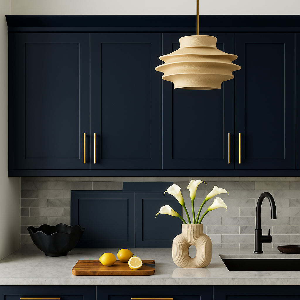 Hampton Bay Avondale 27 in. W x 12 in. D x 36 in. H Ready-to-Assemble Plywood Shaker Wall Kitchen Cabinet in Ink Blue