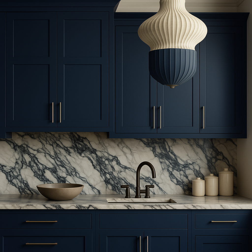 Hampton Bay Avondale 27 in. W x 12 in. D x 36 in. H Ready-to-Assemble Plywood Shaker Wall Kitchen Cabinet in Ink Blue