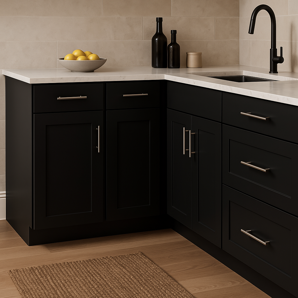 Hampton Bay Avondale Ready to Assemble Plywood Shaker Base Kitchen Cabinet in Raven Black