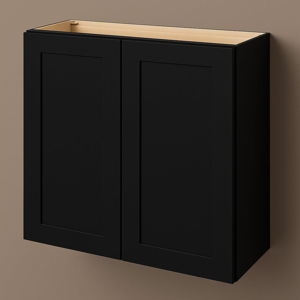 Hampton Bay Avondale Shaker Wall Kitchen Cabinet, Raven Black, 36x12x30