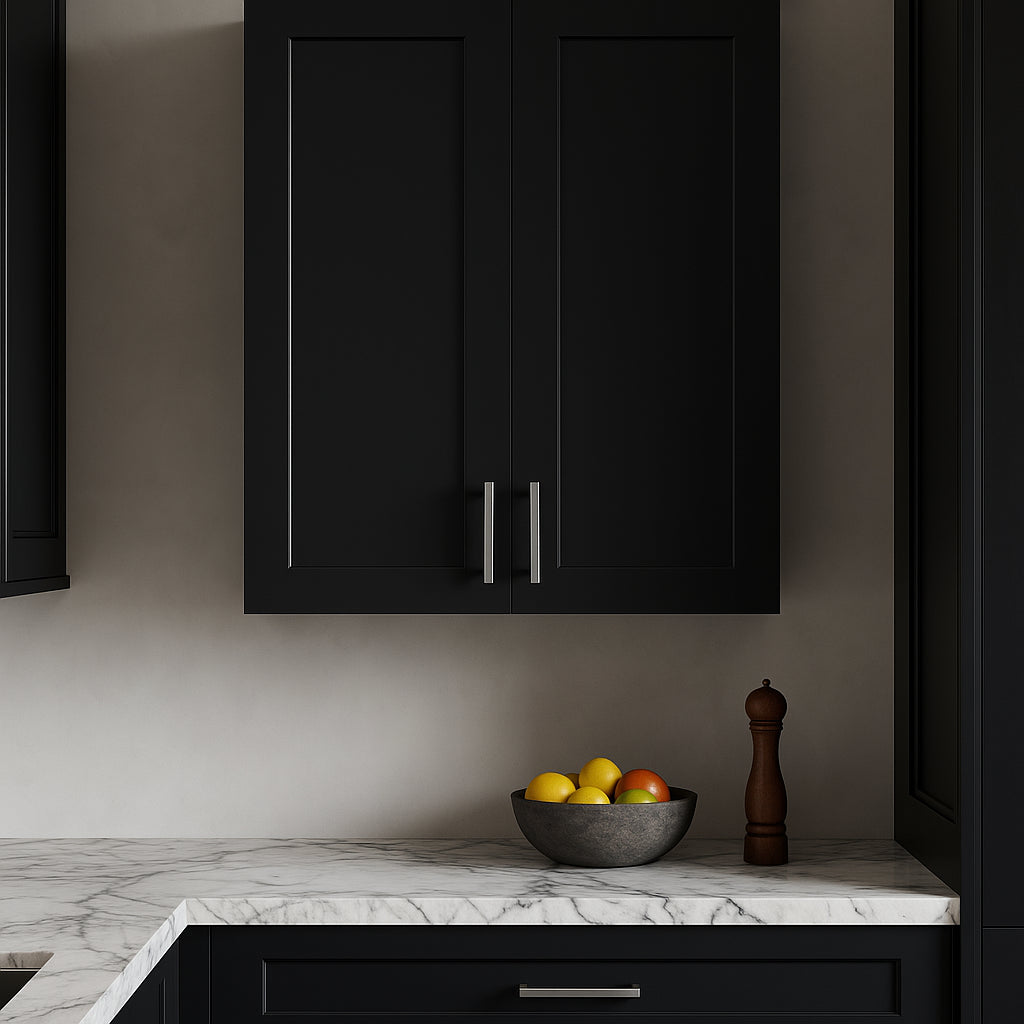 Hampton Bay Avondale 30 in. W x 12 in. D x 36 in. H Ready to Assemble Plywood Shaker Wall Kitchen Cabinet in Raven Black