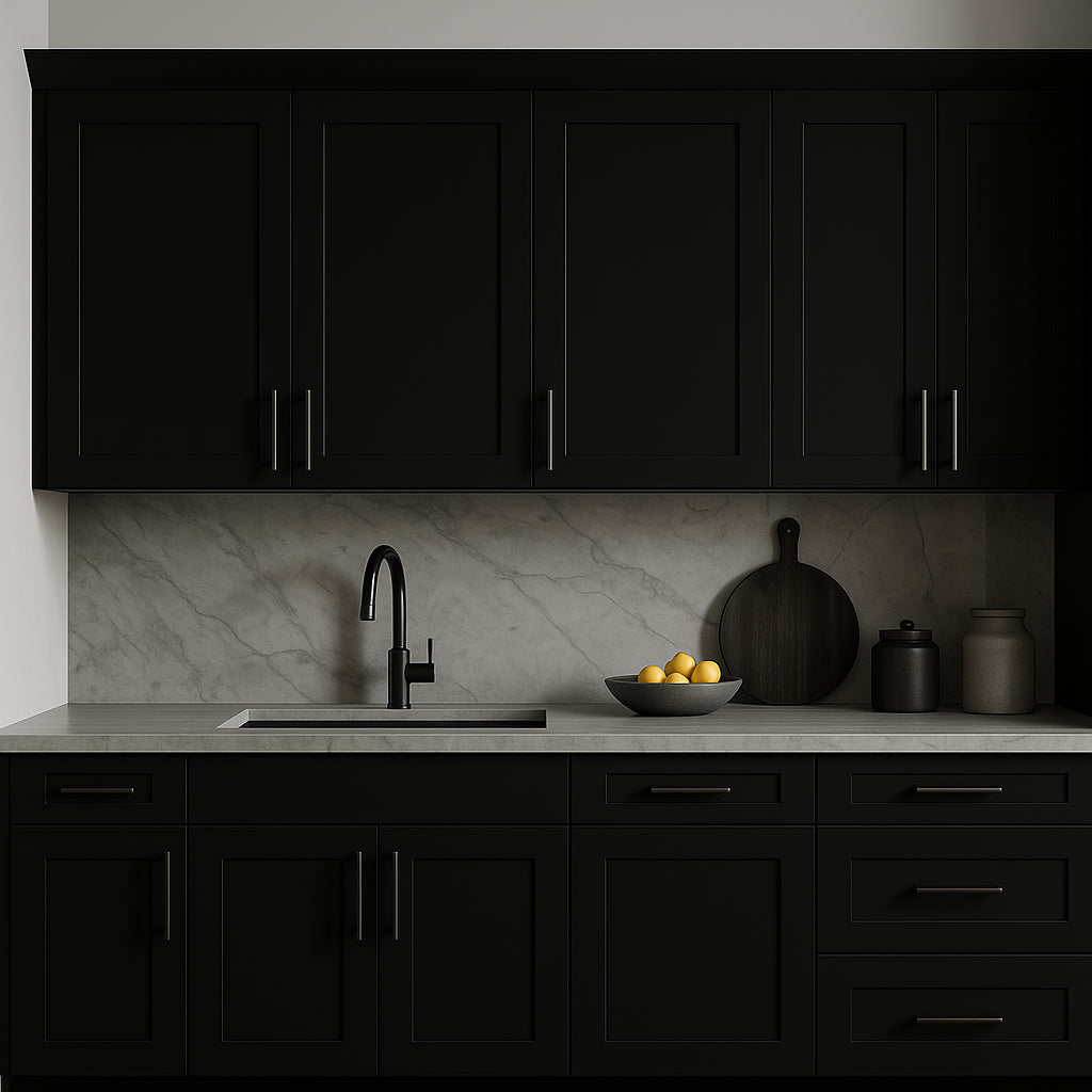 Hampton Bay Avondale 30 in. W x 12 in. D x 36 in. H Ready to Assemble Plywood Shaker Wall Kitchen Cabinet in Raven Black