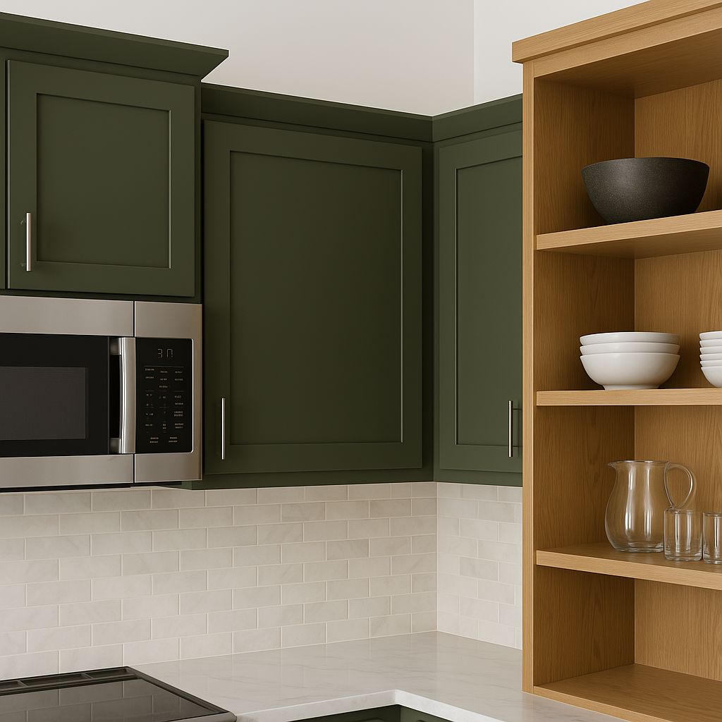 Hampton Bay Avondale 24 in. W x 12 in. D x 30 in. H Ready to Assemble Plywood Shaker Wall Kitchen Cabinet in Fern Green