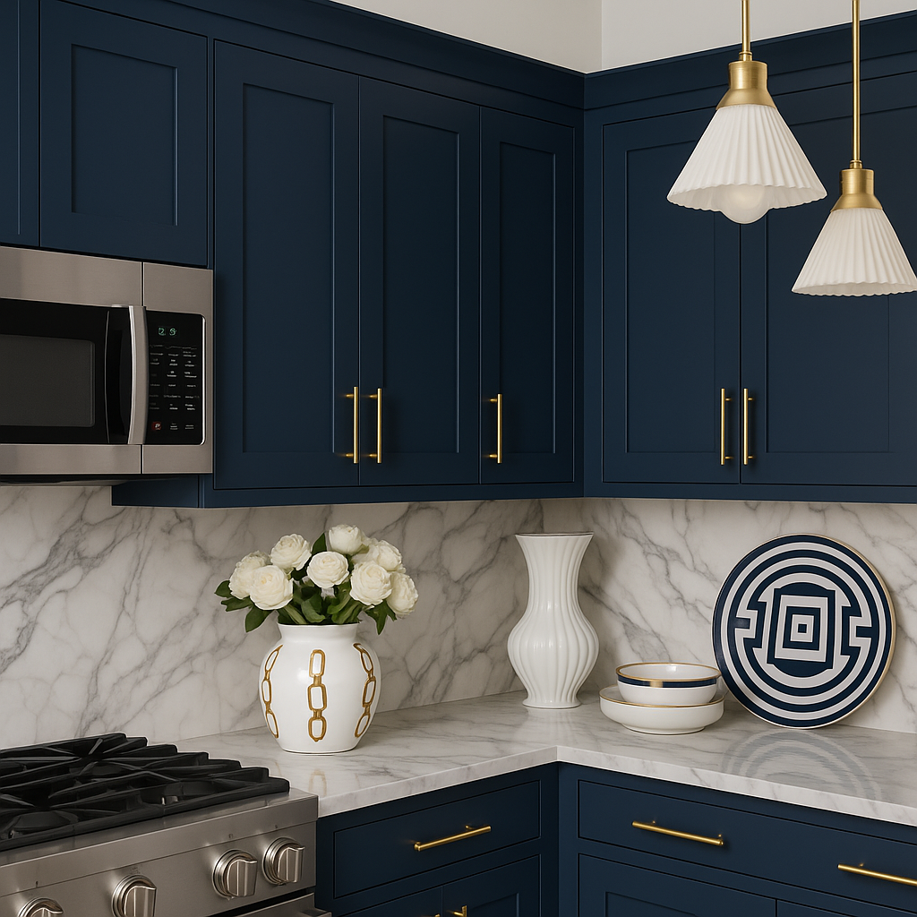 Hampton Bay Avondale Ink Blue Shaker Wall Kitchen Cabinet - 27x12x30