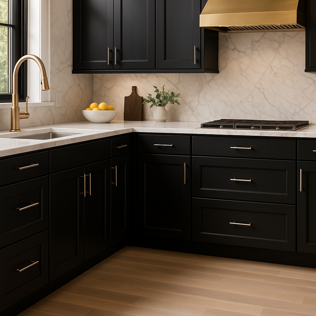 Hampton Bay Avondale 30 in. Shaker Base Kitchen Cabinet in Raven Black