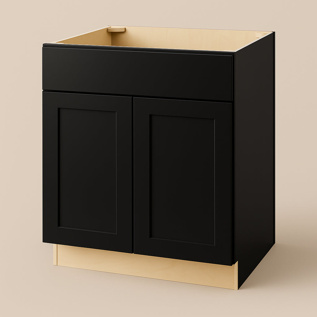 Hampton Bay Avondale 30 in. Shaker Base Kitchen Cabinet in Raven Black
