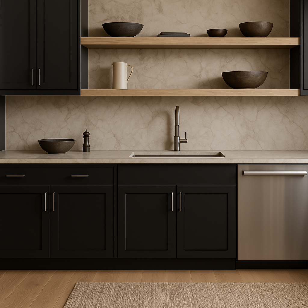 Hampton Bay Avondale 36" Shaker Sink Base Cabinet in Raven Black