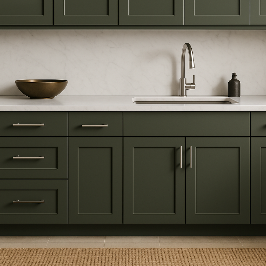 Hampton Bay Avondale 36 in. Shaker Sink Base Kitchen Cabinet - Fern Green