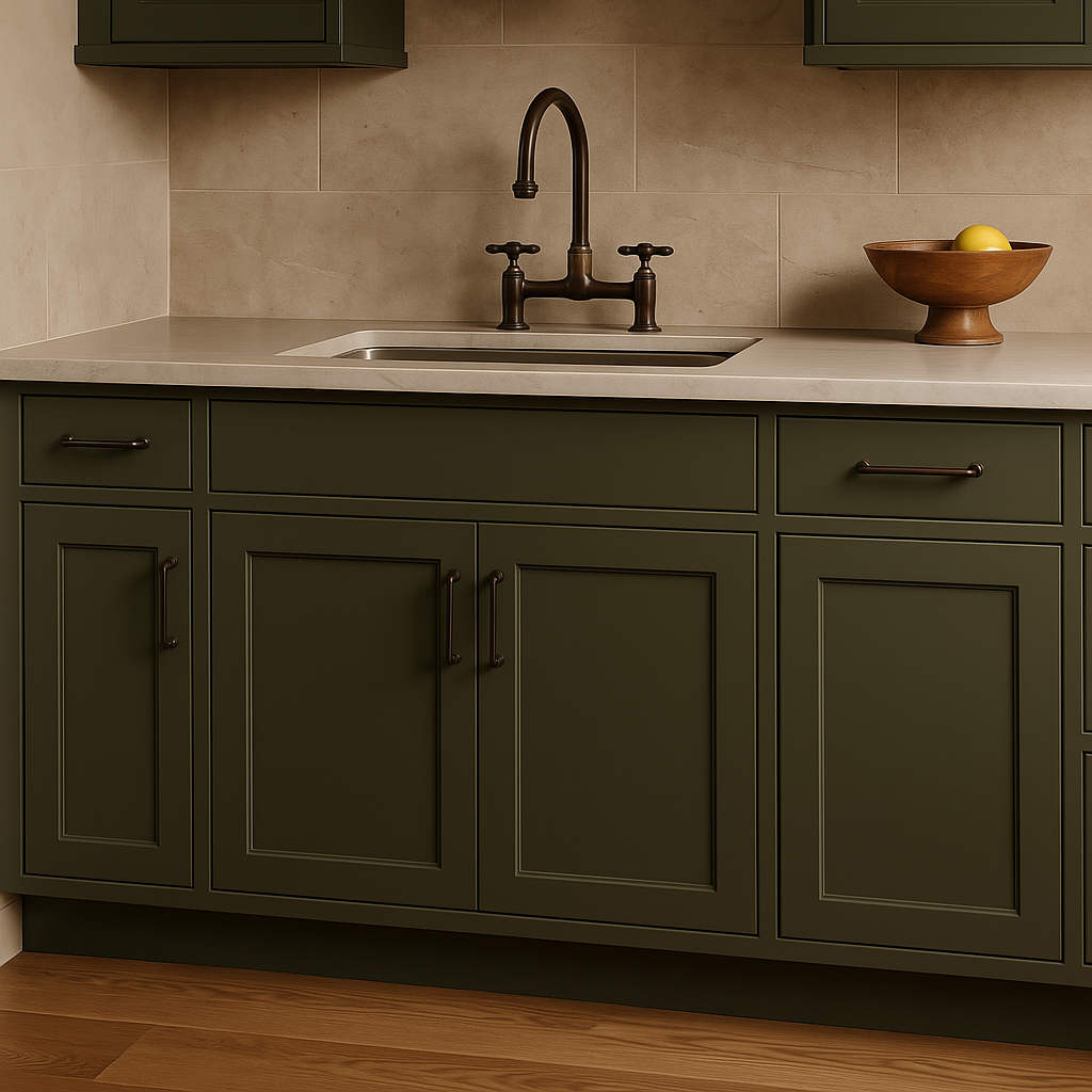 Hampton Bay Avondale 36 in. Shaker Sink Base Kitchen Cabinet - Fern Green