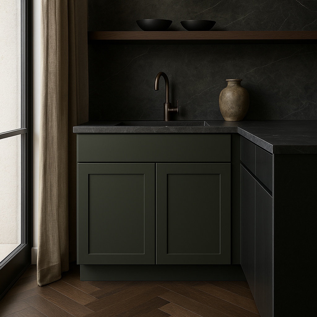 Hampton Bay Avondale 30-inch Fern Green Shaker Base Kitchen Cabinet