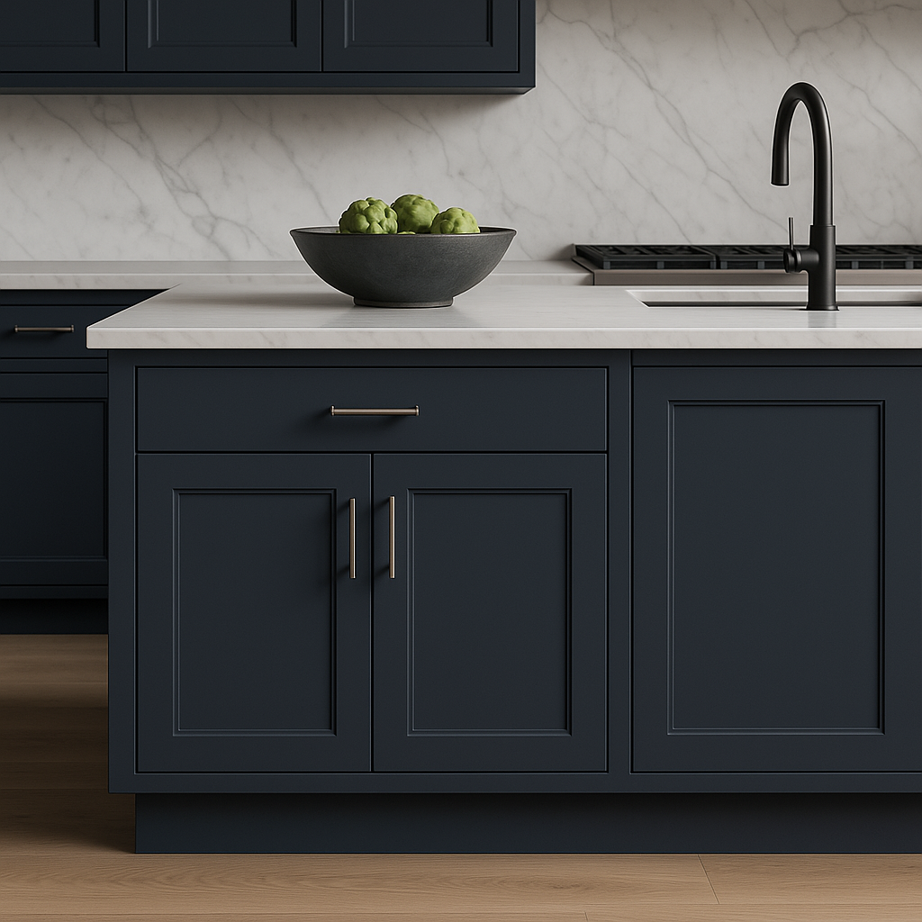 Hampton Bay Avondale Ink Blue Shaker Base Kitchen Cabinet, 27 in. W x 24 in. D x 34.5 in. H