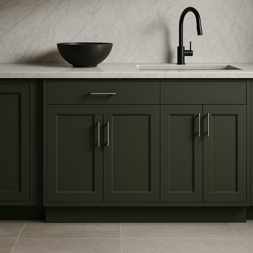 Hampton Bay Avondale 27 in. Fern Green Shaker Base Kitchen Cabinet