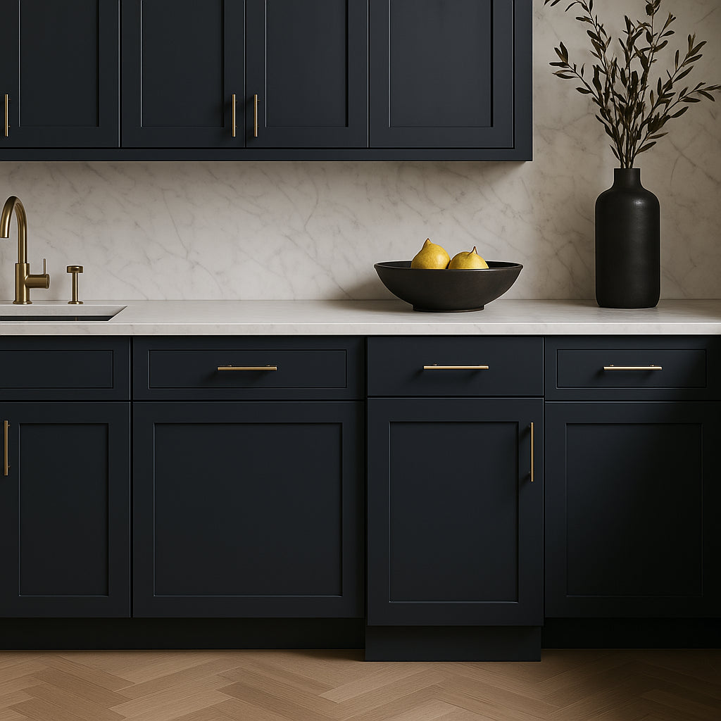 Hampton Bay Avondale Ready to Assemble Plywood Shaker Base Kitchen Cabinet in Ink Blue