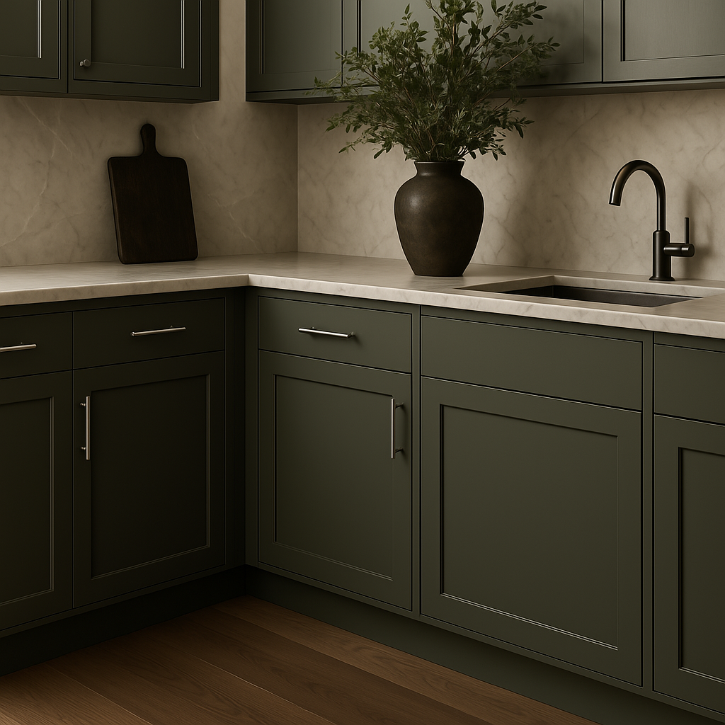 Hampton Bay Avondale 21" Shaker Base Kitchen Cabinet in Fern Green