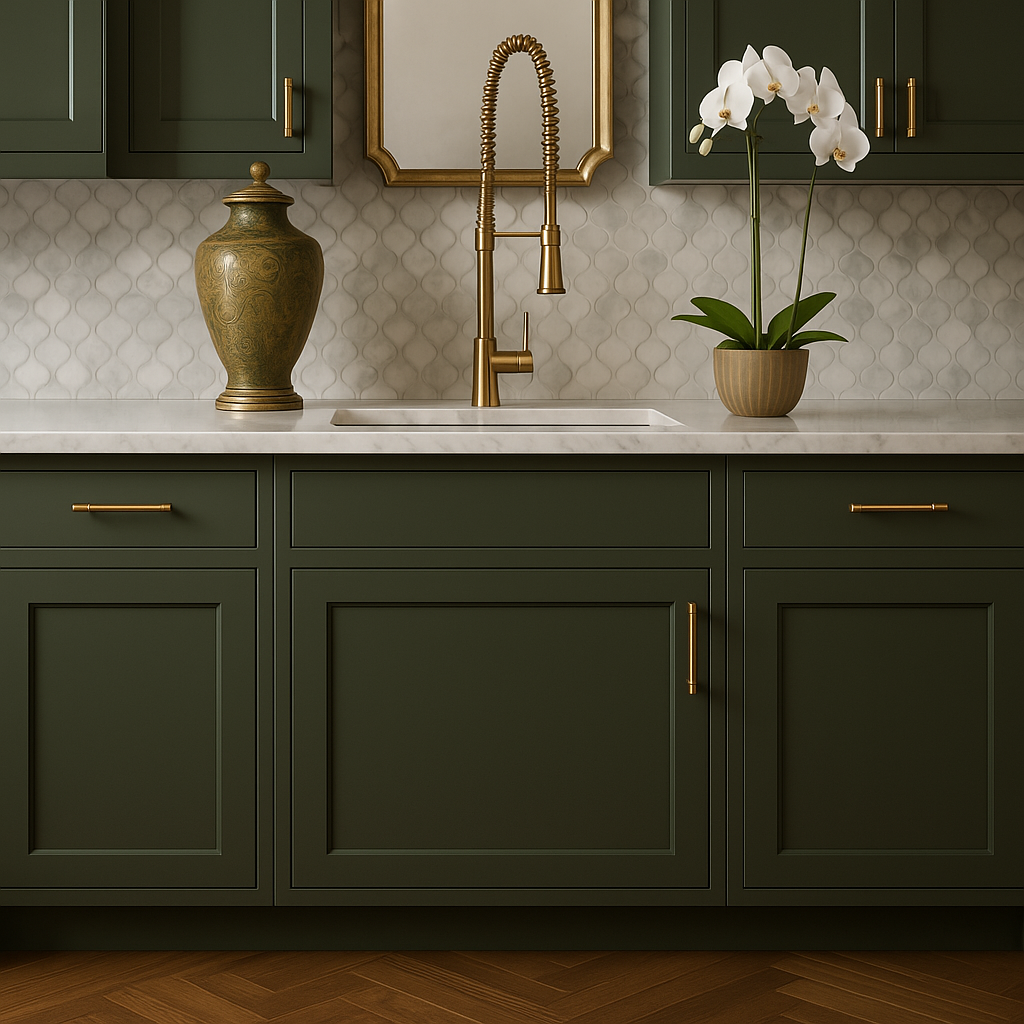 Hampton Bay Avondale 21" Shaker Base Kitchen Cabinet in Fern Green