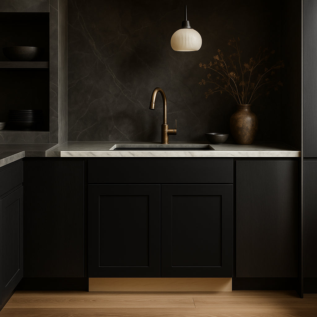 Hampton Bay Avondale 33" Shaker Sink Base Cabinet in Raven Black