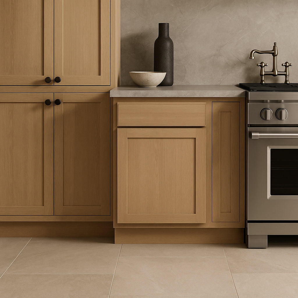 Hampton Bay Avondale 24" Shaker Base Kitchen Cabinet in White Oak