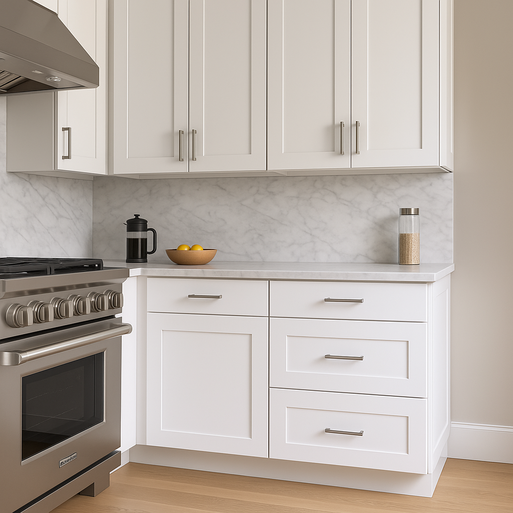Hampton Bay Avondale 24 in. Shaker Drawer Base Cabinet in Alpine White