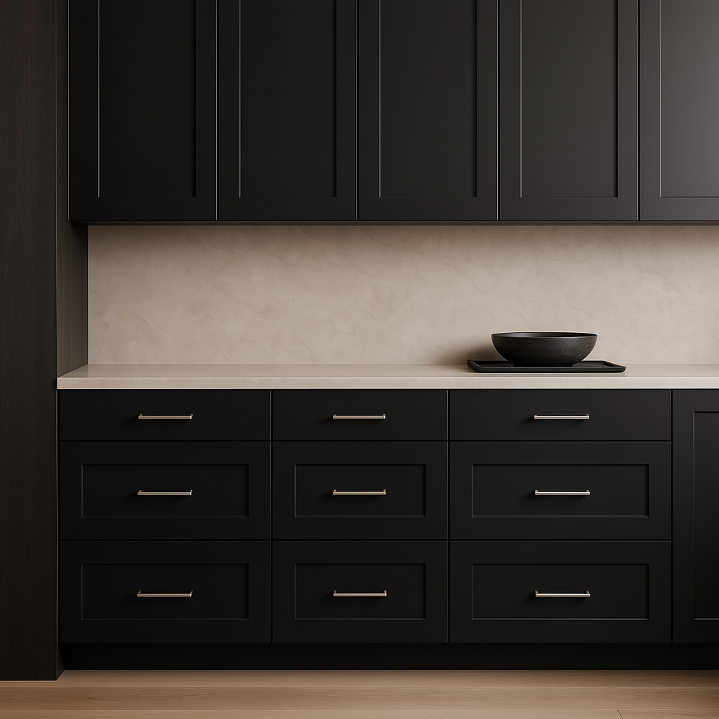Hampton Bay Avondale 24 in. Ready to Assemble Shaker Drawer Base Cabinet in Raven Black