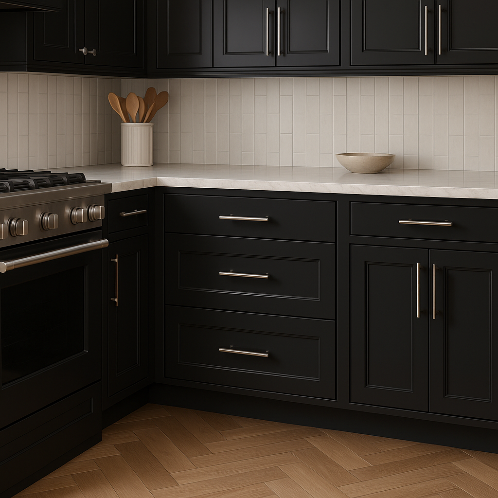 Hampton Bay Avondale 24 in. Ready to Assemble Shaker Drawer Base Cabinet in Raven Black